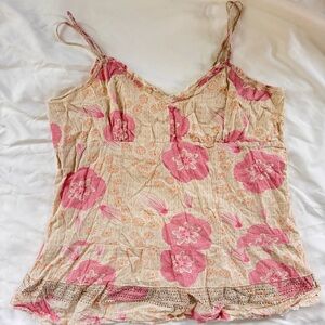 Y2K Pink Floral Sleeveless Camisole Top